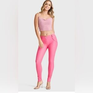 WRUP FREDDY Pink Mid rise Faux Leather Pants Medium NWT